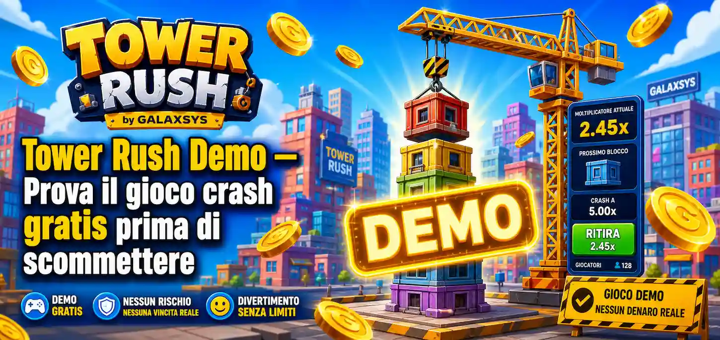 Tower Rush Demo gratuita: prova il gioco crash gratis senza registrazione prima di scommettere denaro reale in Italia.
